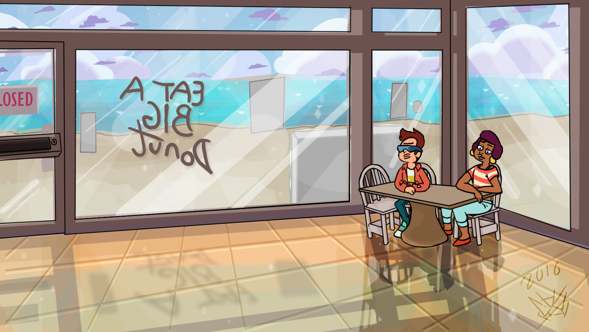 lined shaded bg based on steven universe's 'the big donut' restaurant